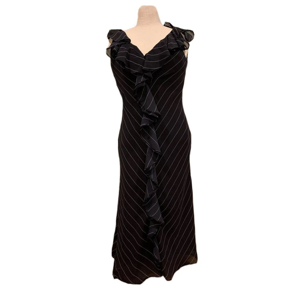 American Living Women's Maxi Dress Sleeveless Black And White Striped Size 8